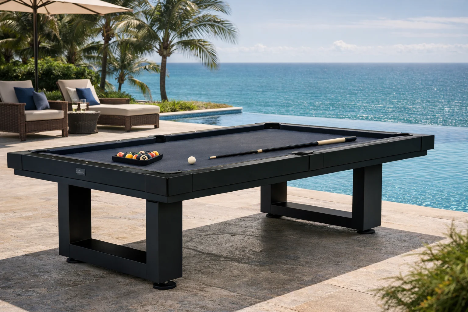 American Heritage Lanai - Obsidian Black 8' Outdoor Pool Table - Image 3