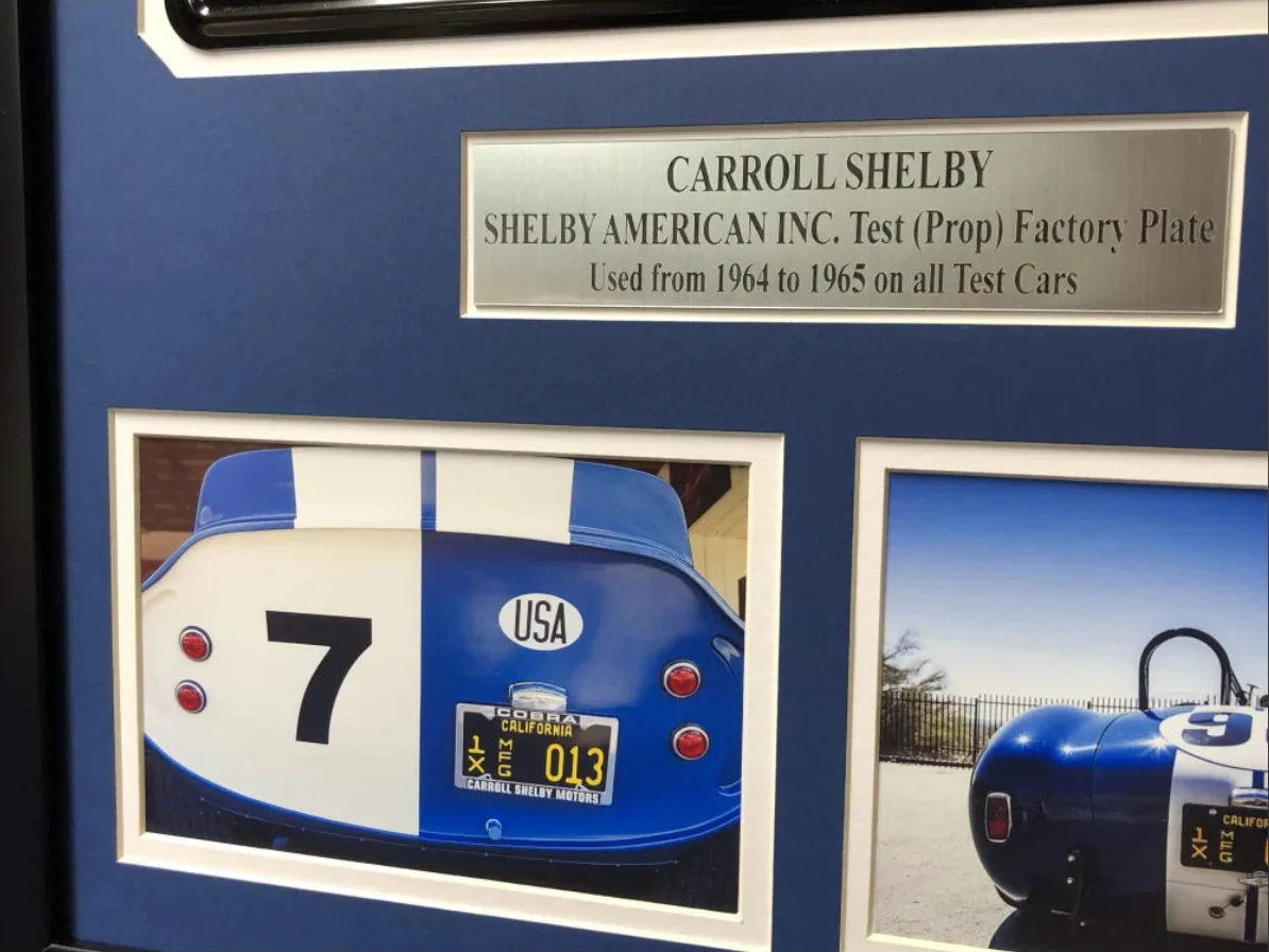 Carroll Shelby Framed Movie Prop Plate Ford vs Ferrari COBRA Daytona Coupe - Image 5