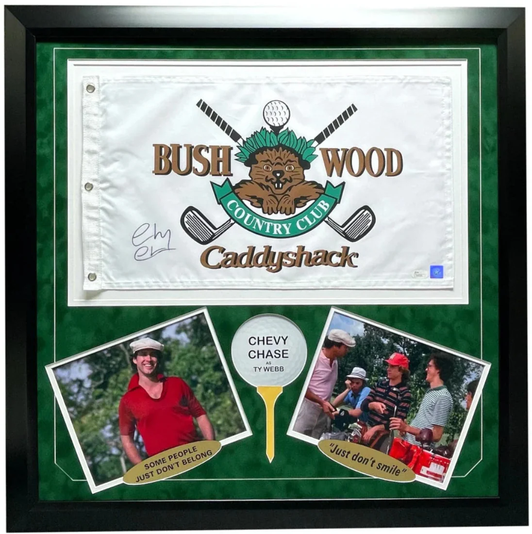 Chevy Chase Signed Caddyshack Flag Frame Collage COA Bushwood Pin Autographed - Image 2