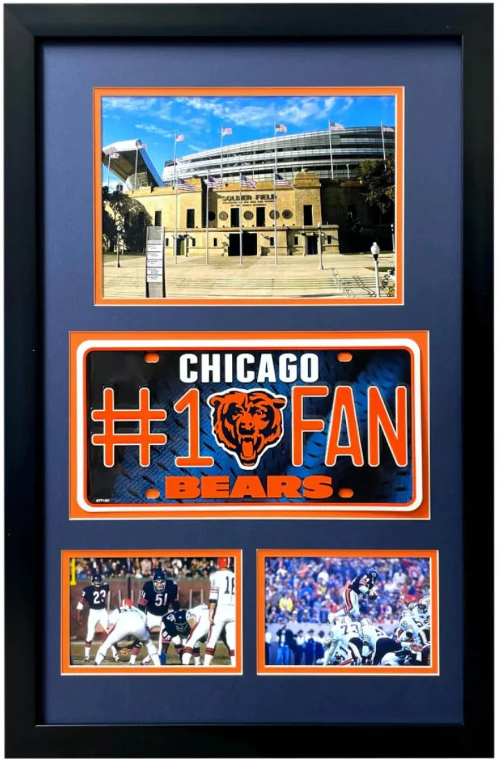 Chicago Bears Fan License Plate Framed Collage Memorabilia Walter Paton Butkus - Image 2
