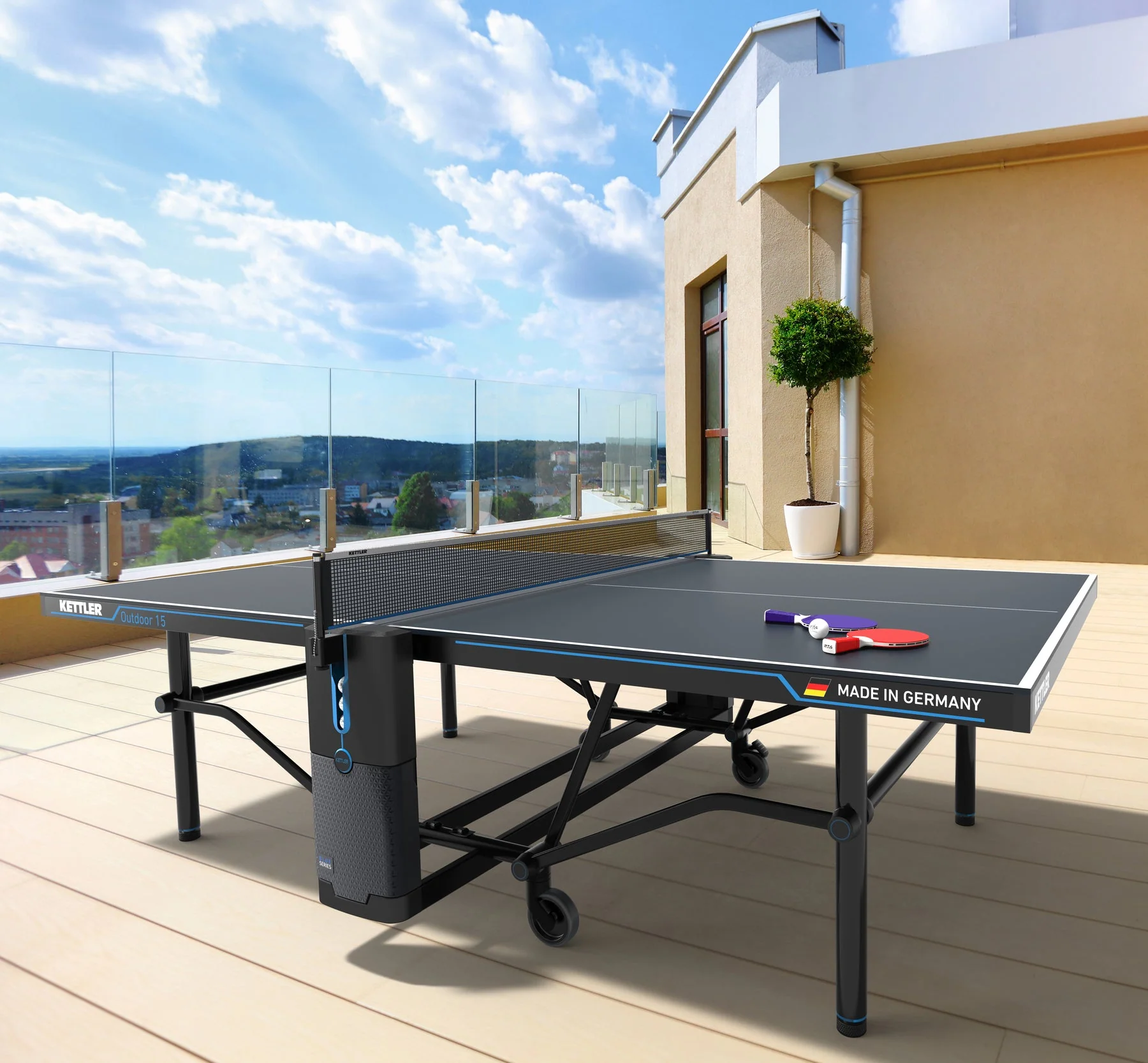 Outdoor 15 Table Tennis Table 4-Player Bundle - Image 3