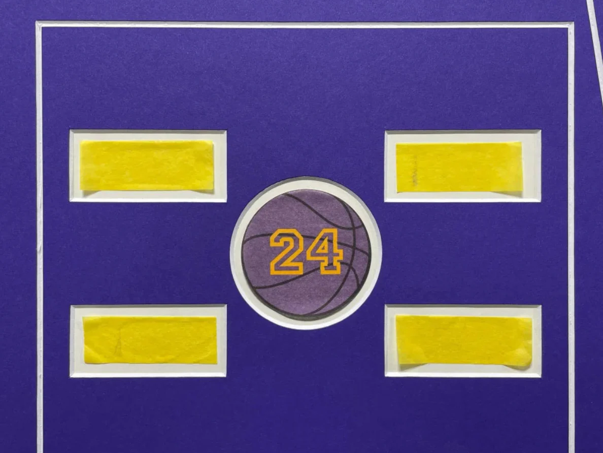 Kobe Bryant Final Lakers Game Used Authentic Confetti Collage Framed #D/824 - Image 4