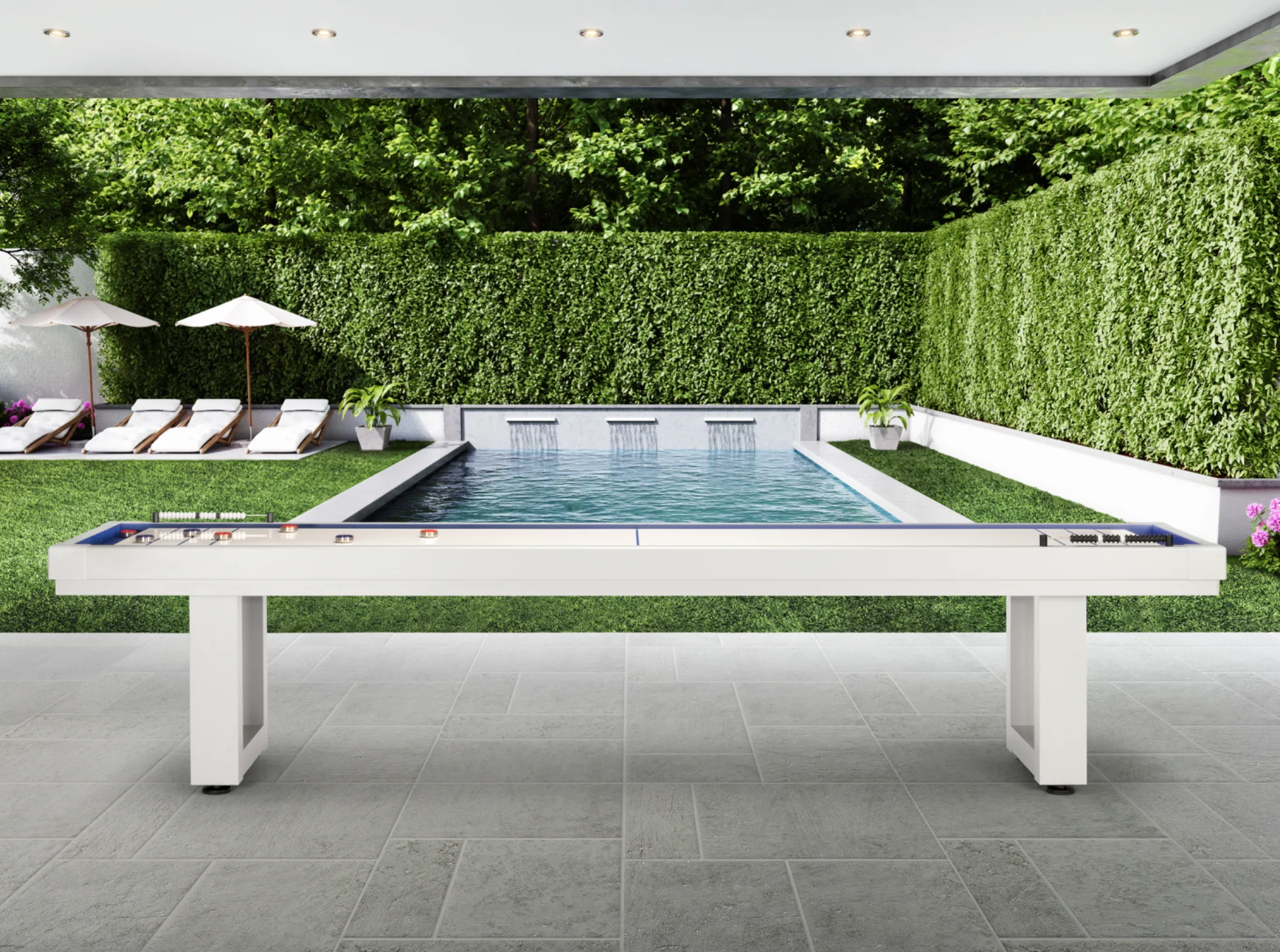 Lanai Shuffleboard Table - Pearl White - Image 7