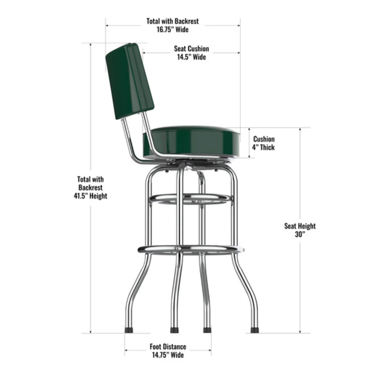 NFL Licensed 30" Chrome Barstool with Backs - Image 3