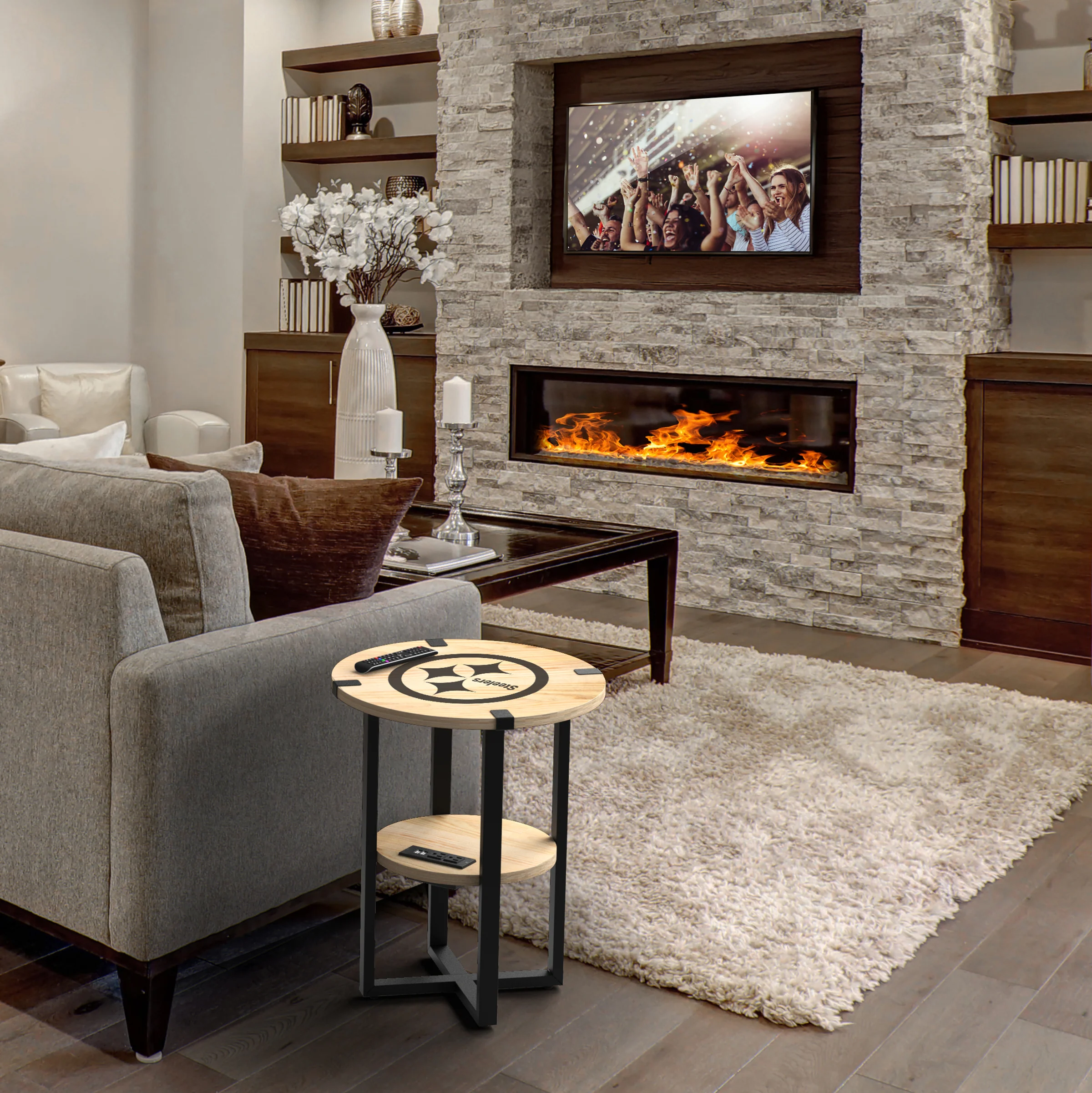 NFL Licensed Round Side Table with Charger - Image 17