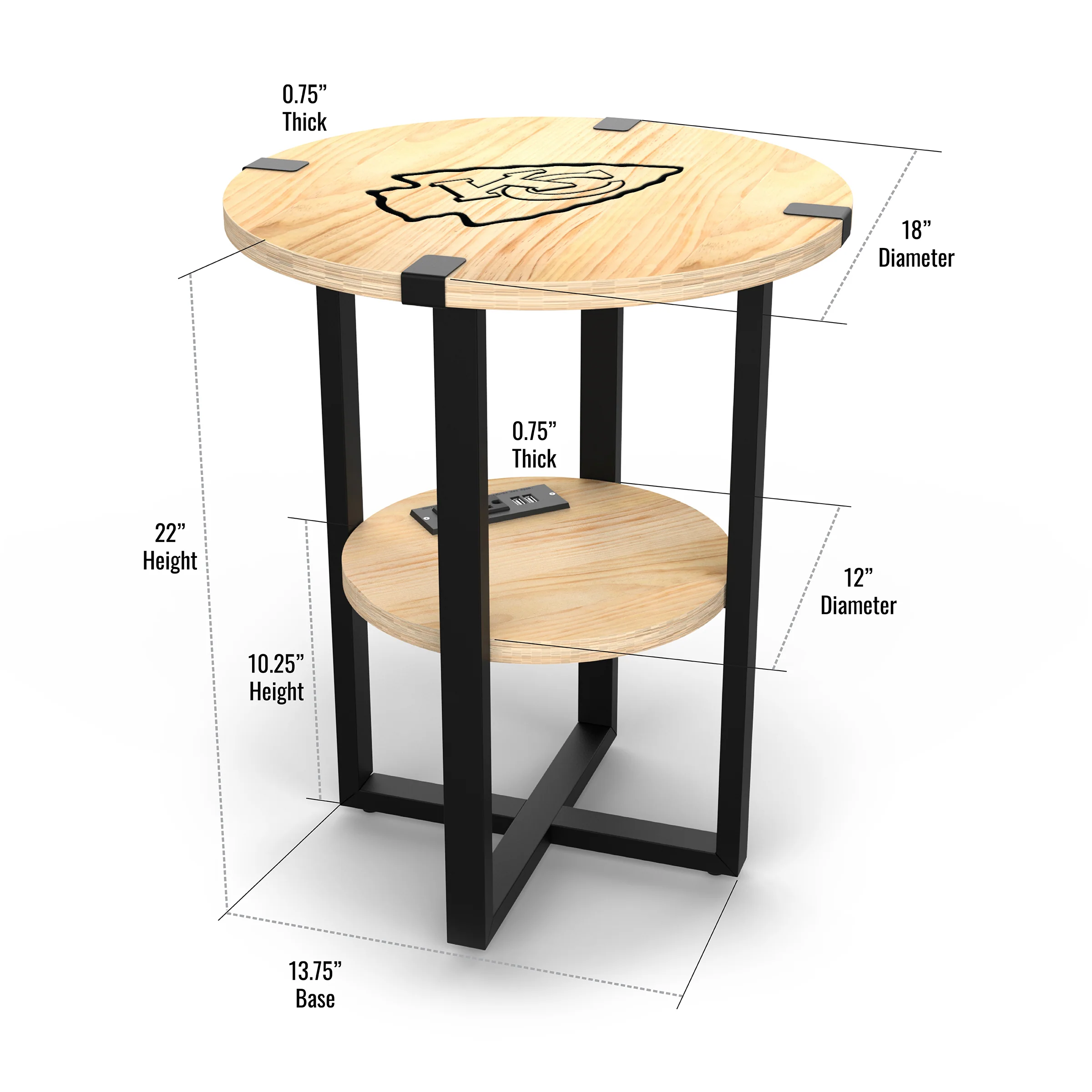 NFL Licensed Round Side Table with Charger - Image 28
