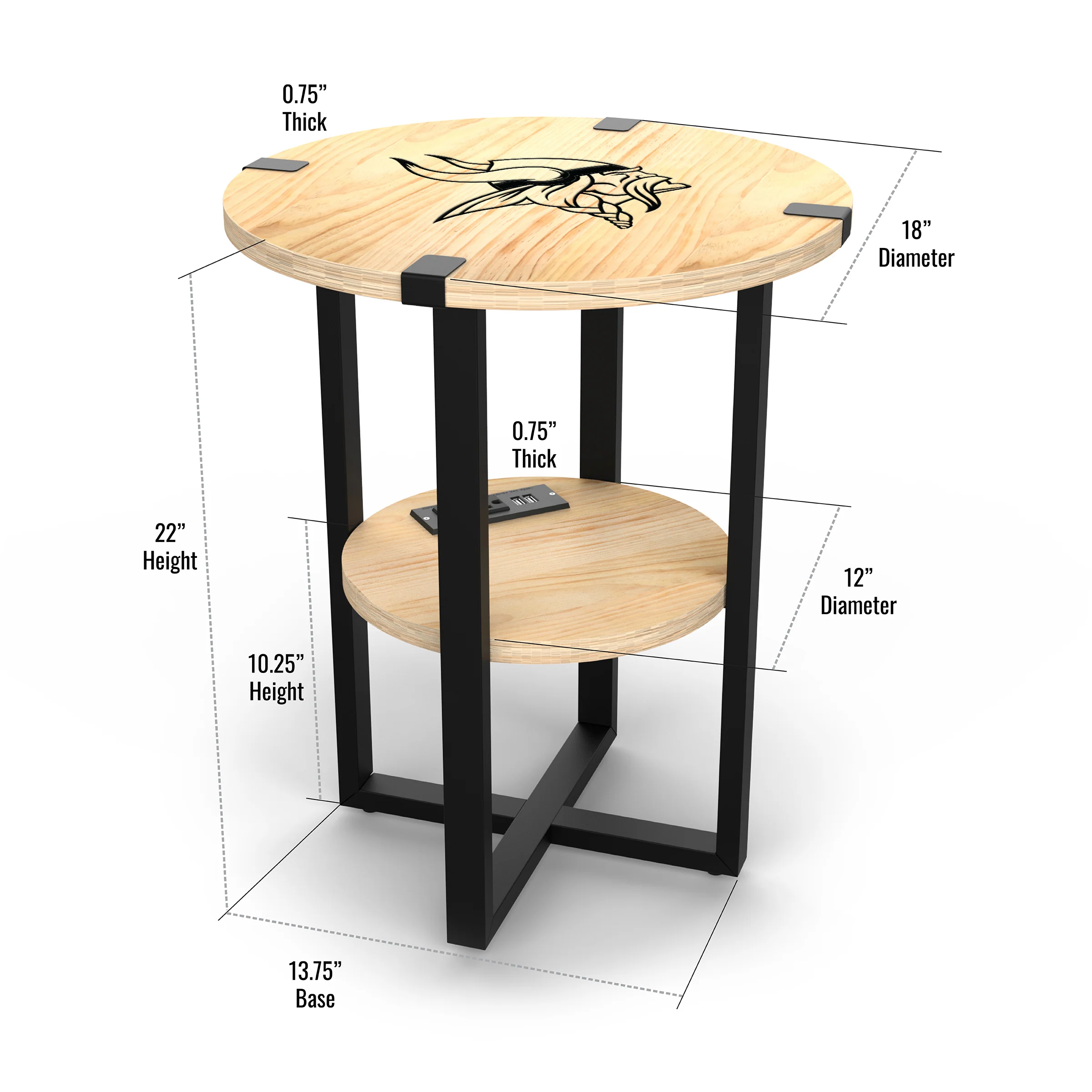 NFL Licensed Round Side Table with Charger - Image 34