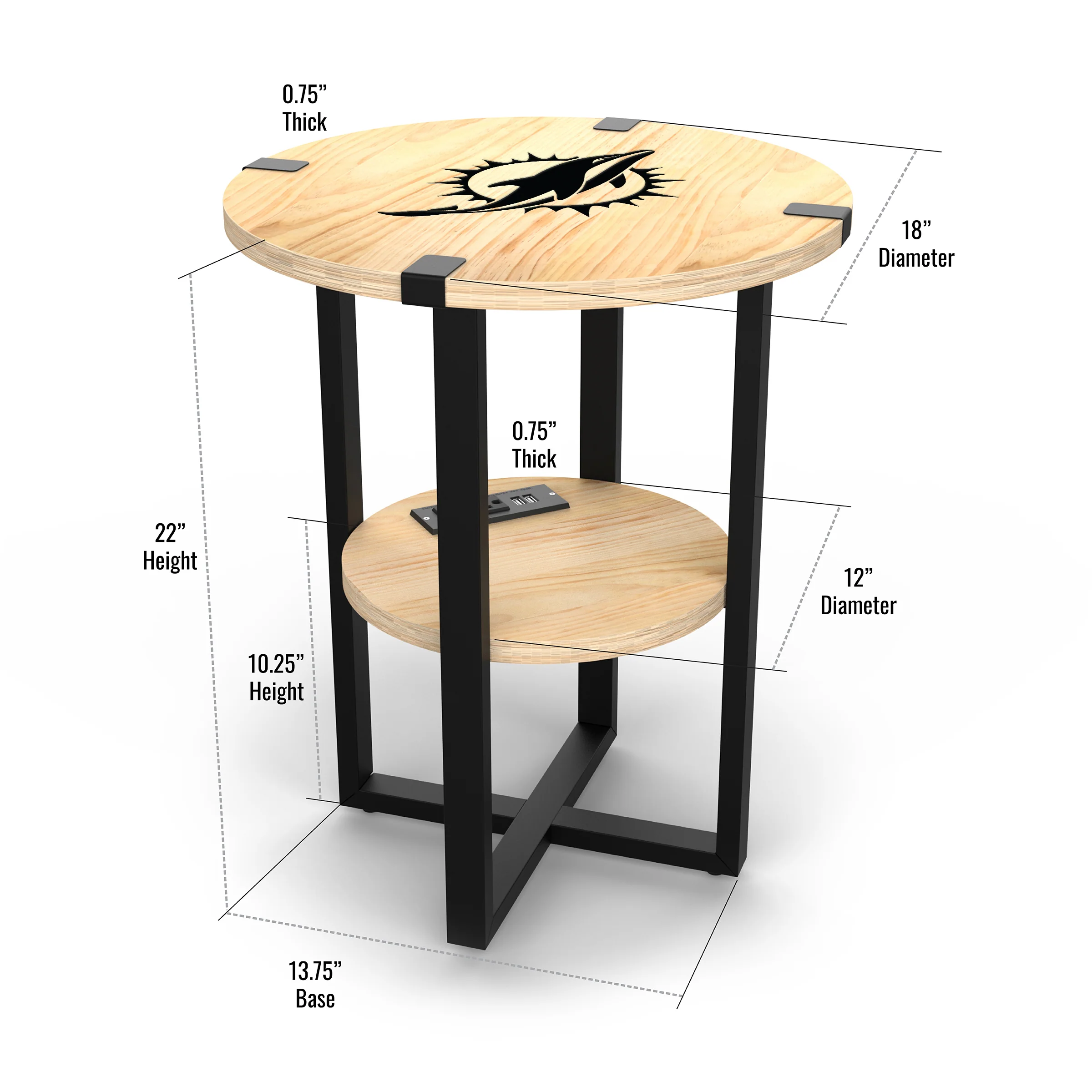 NFL Licensed Round Side Table with Charger - Image 40