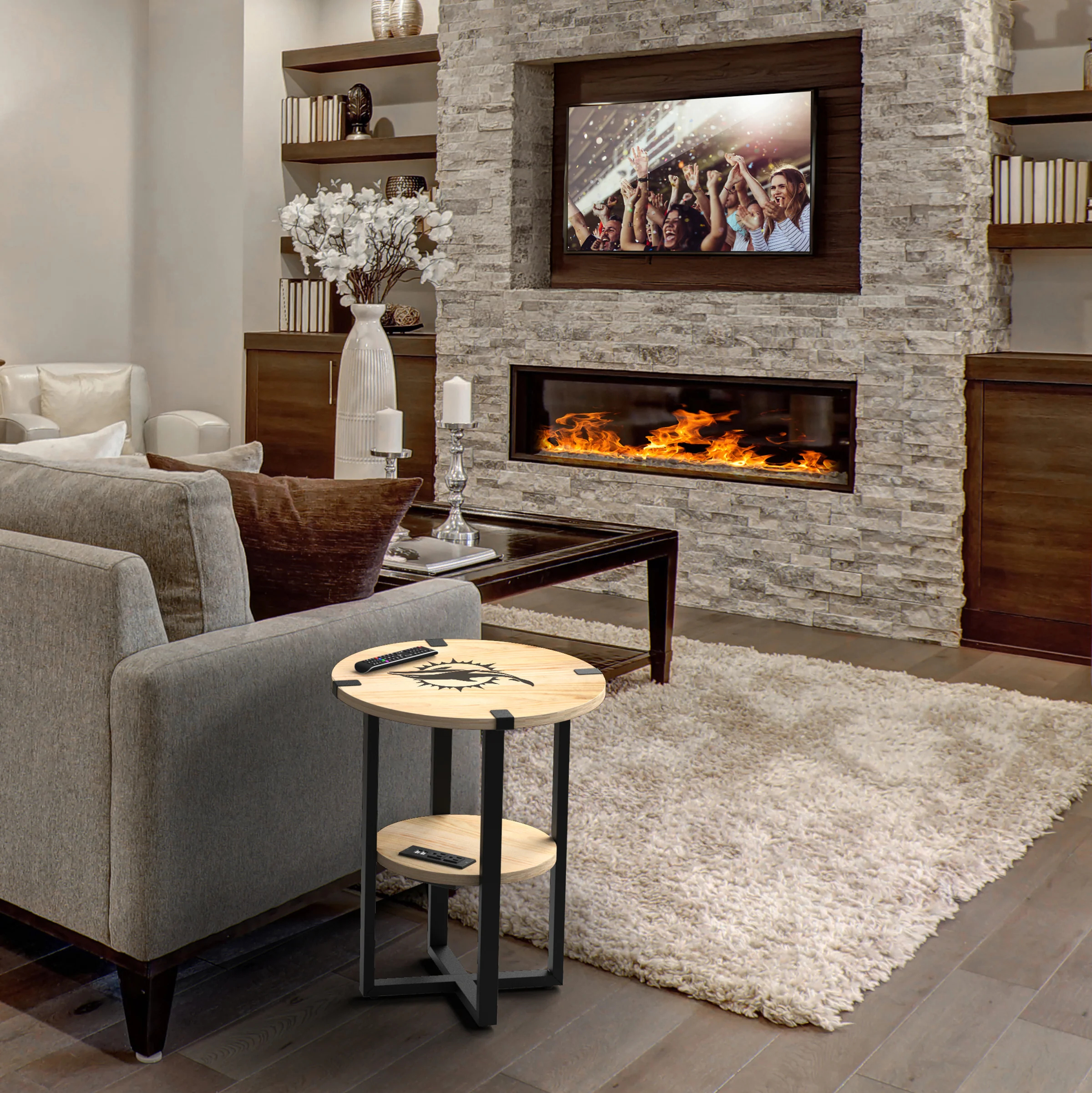 NFL Licensed Round Side Table with Charger - Image 41