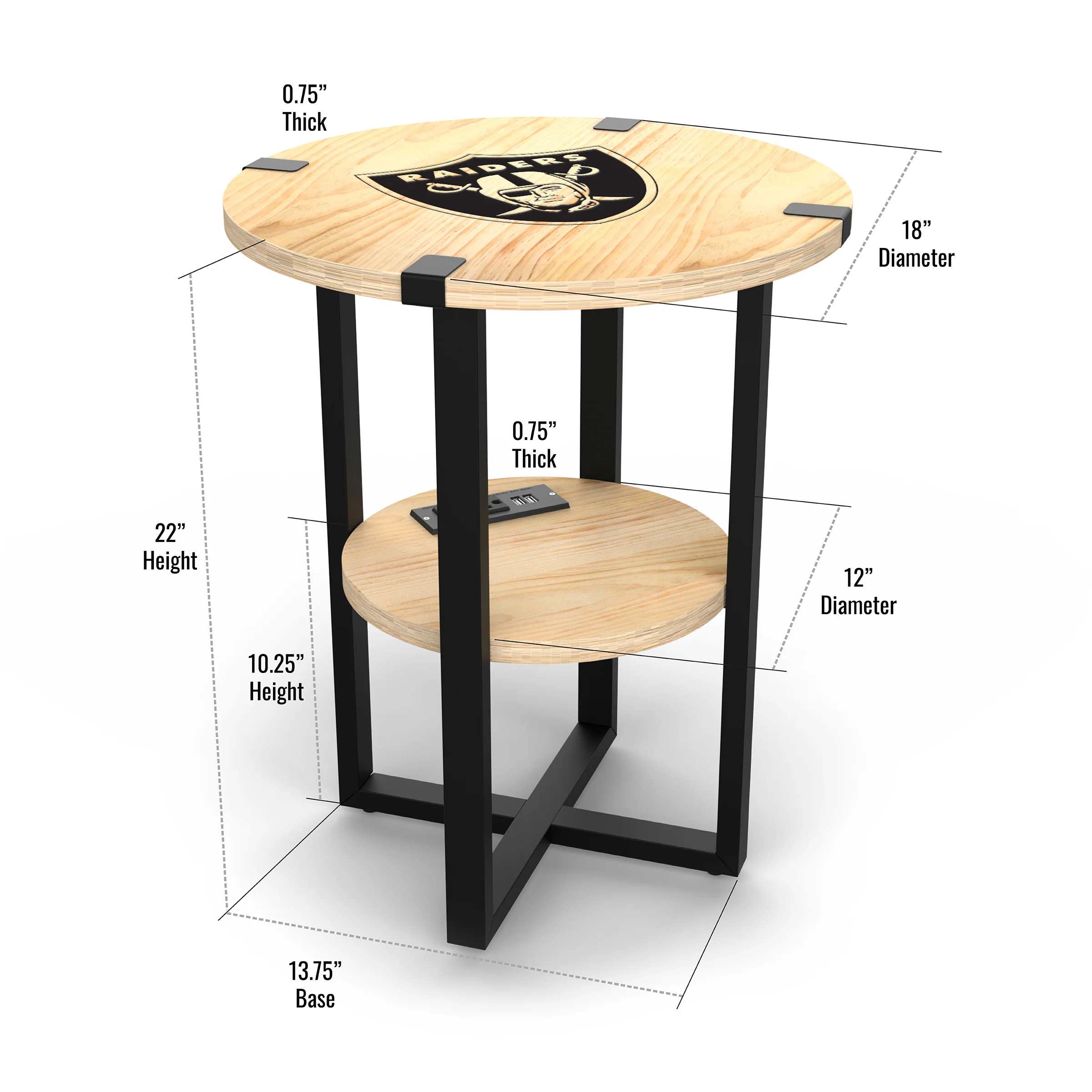NFL Licensed Round Side Table with Charger - Image 46