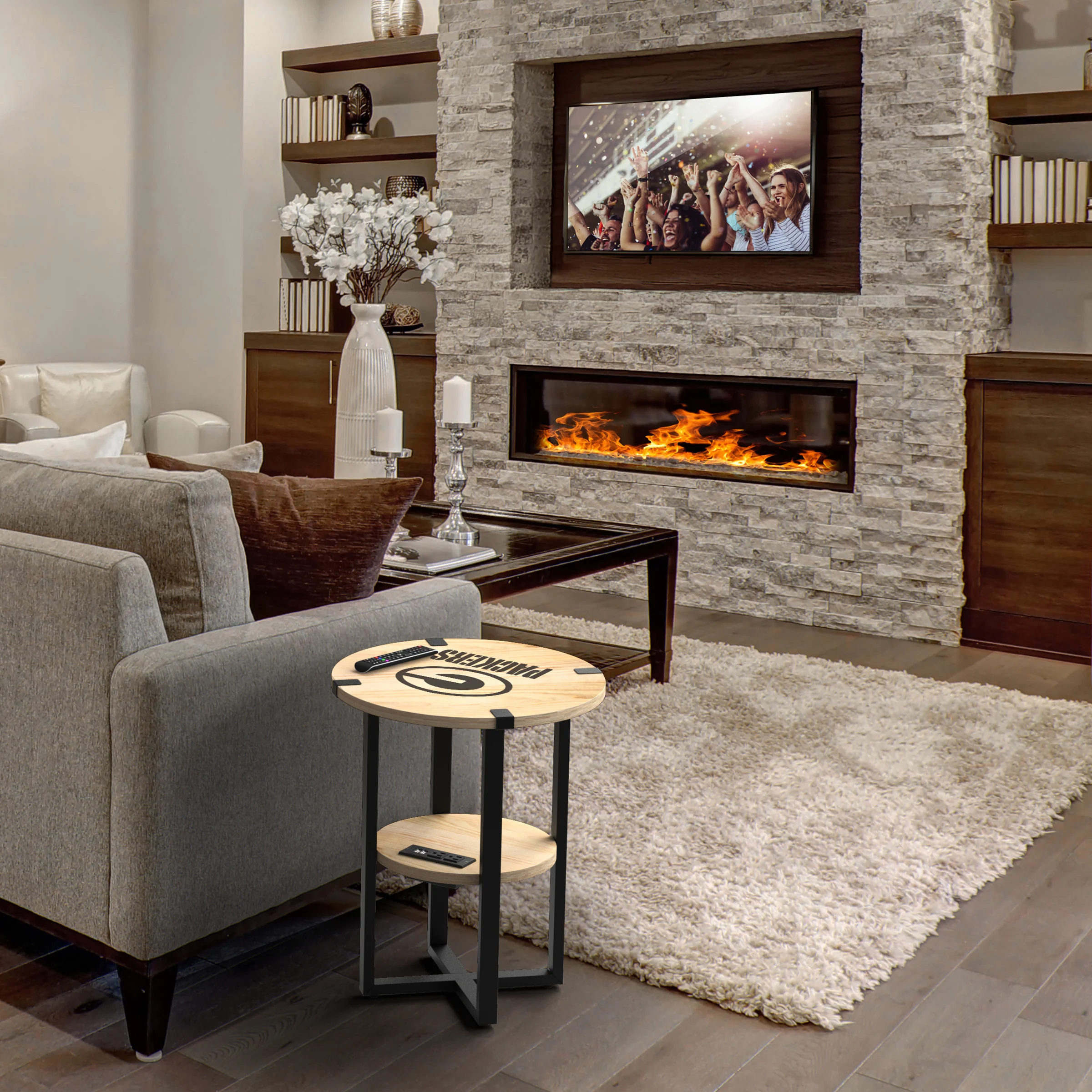 NFL Licensed Round Side Table with Charger - Image 5