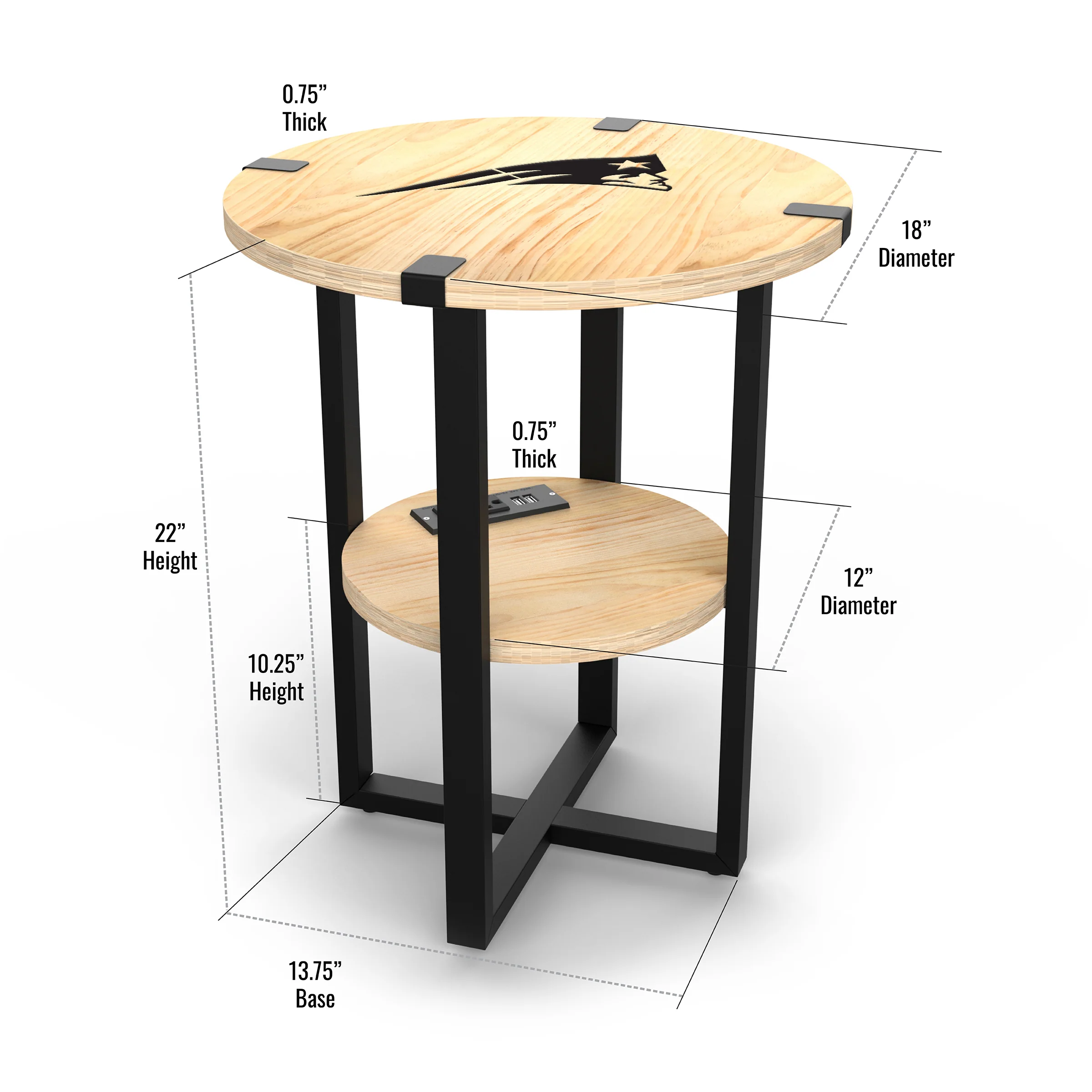 NFL Licensed Round Side Table with Charger - Image 52