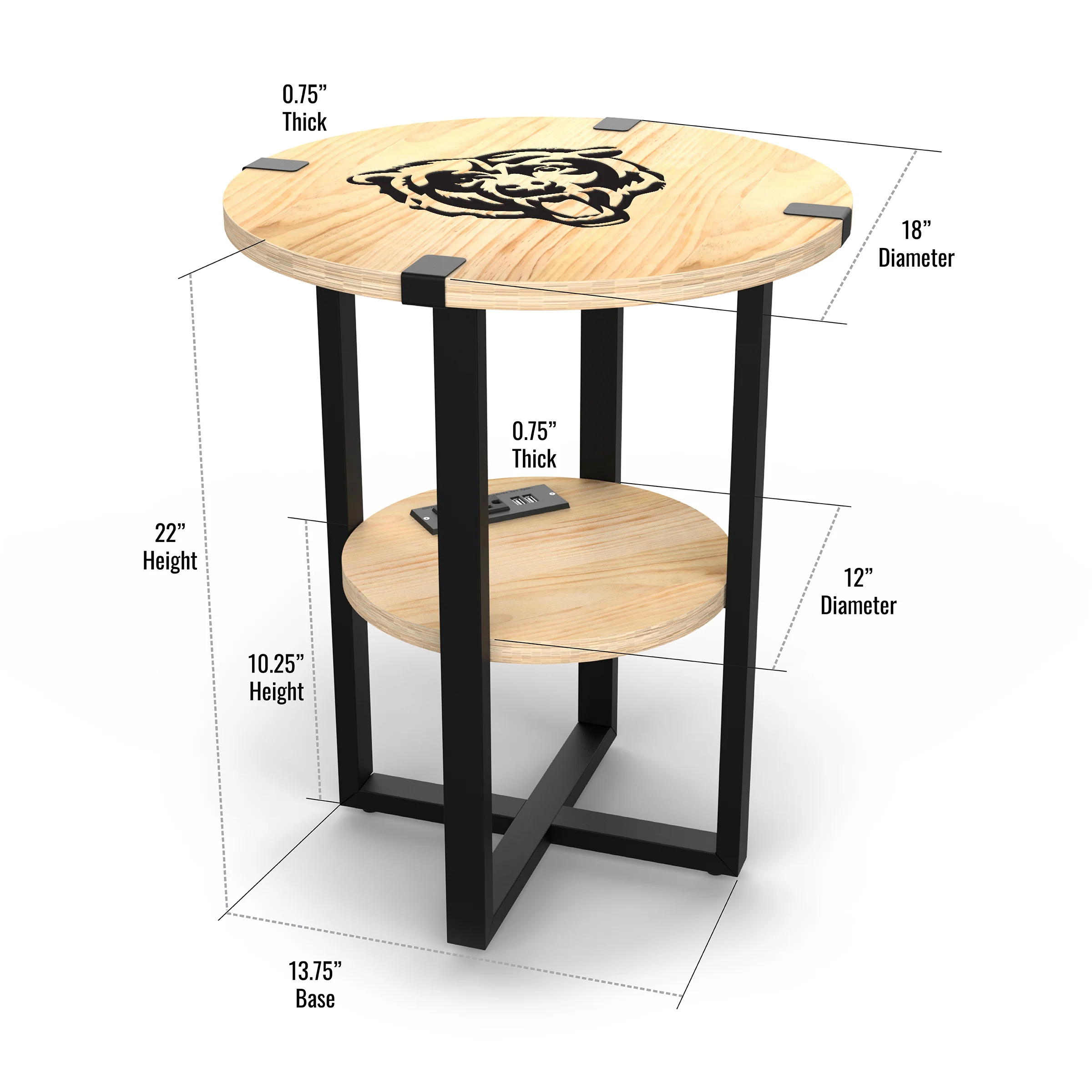 NFL Licensed Round Side Table with Charger - Image 64