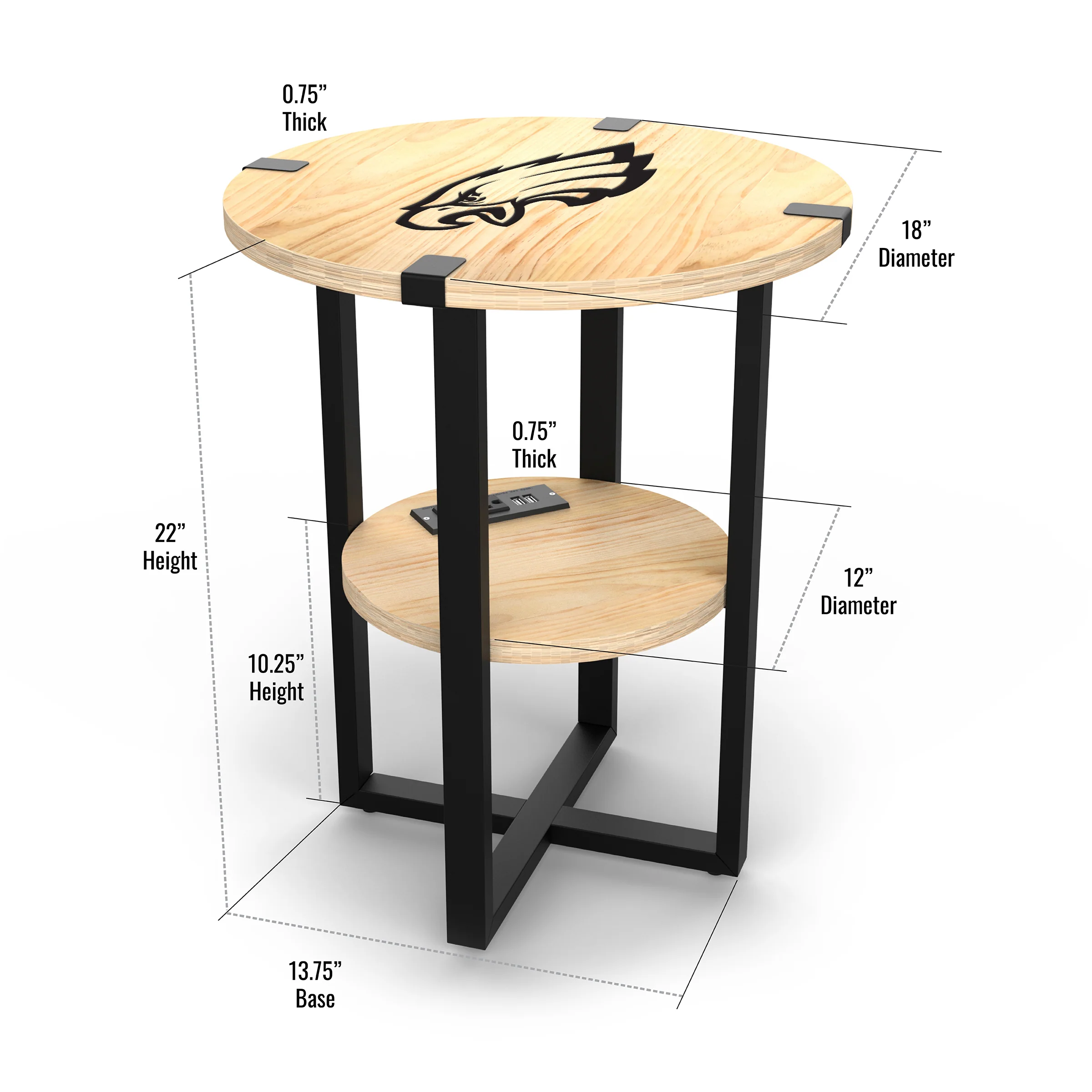 NFL Licensed Round Side Table with Charger - Image 82