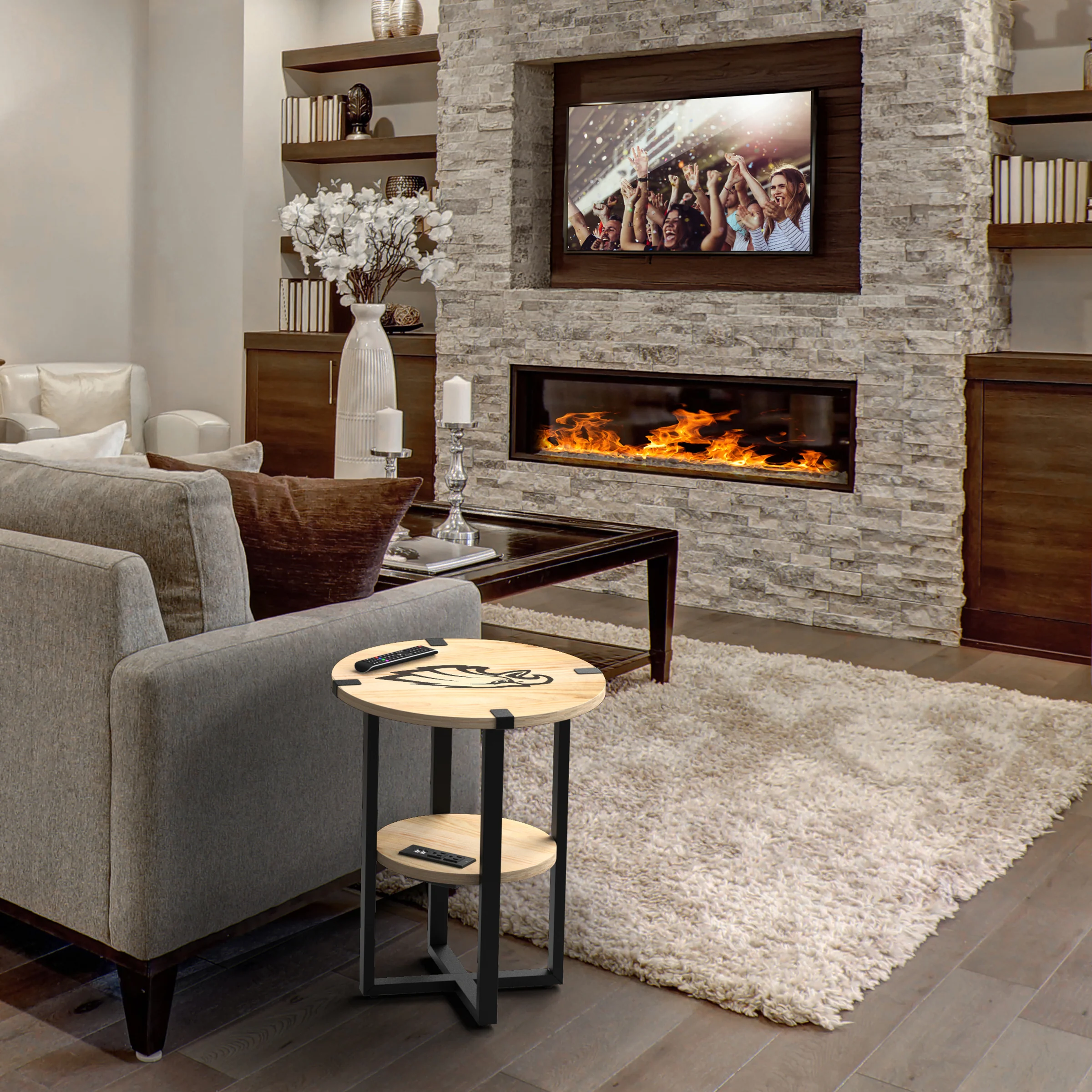 NFL Licensed Round Side Table with Charger - Image 83