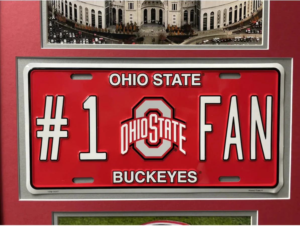 Ohio State Buckeyes Fan License Plate Framed Collage Memorabilia - Image 3