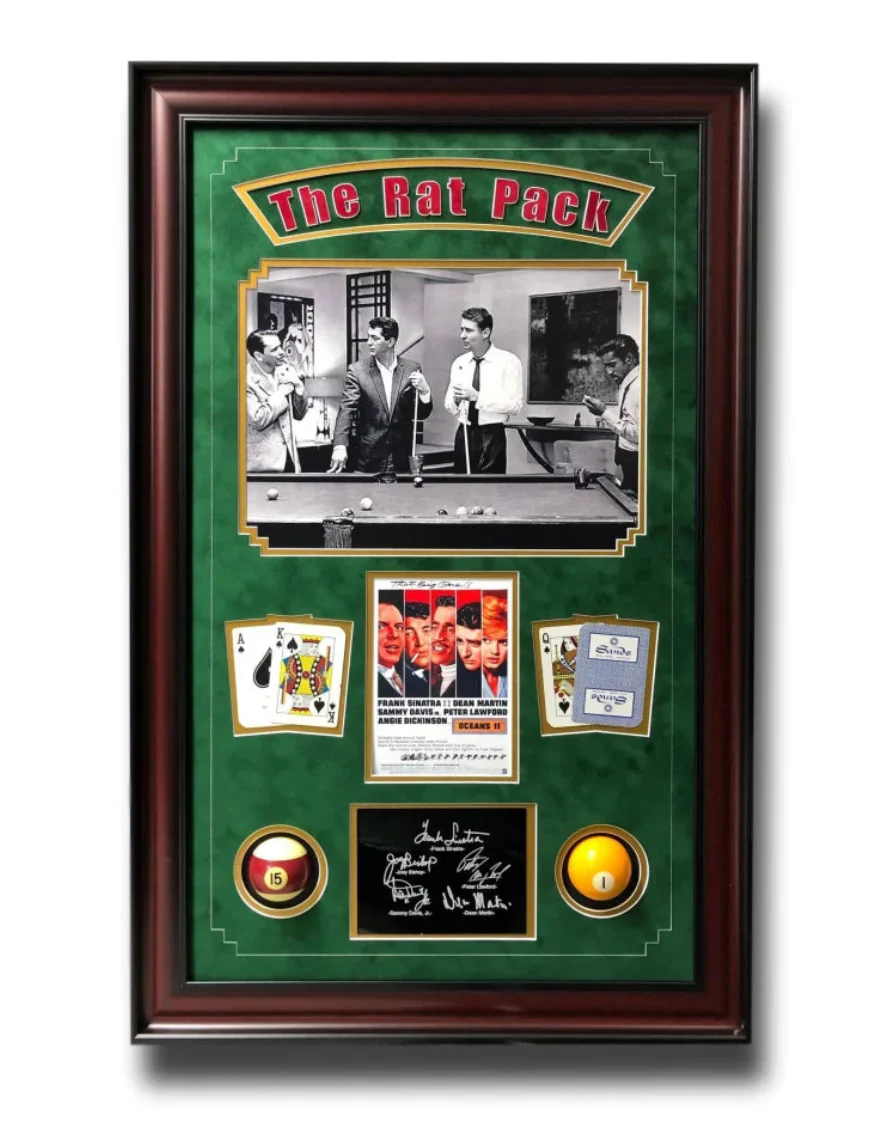 Rat Pack "Oceans 11" Billards Pool Collage W/ Facsimile Autographs - Image 2