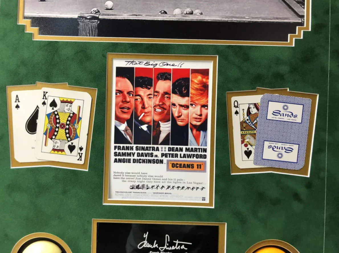 Rat Pack "Oceans 11" Billards Pool Collage W/ Facsimile Autographs - Image 3