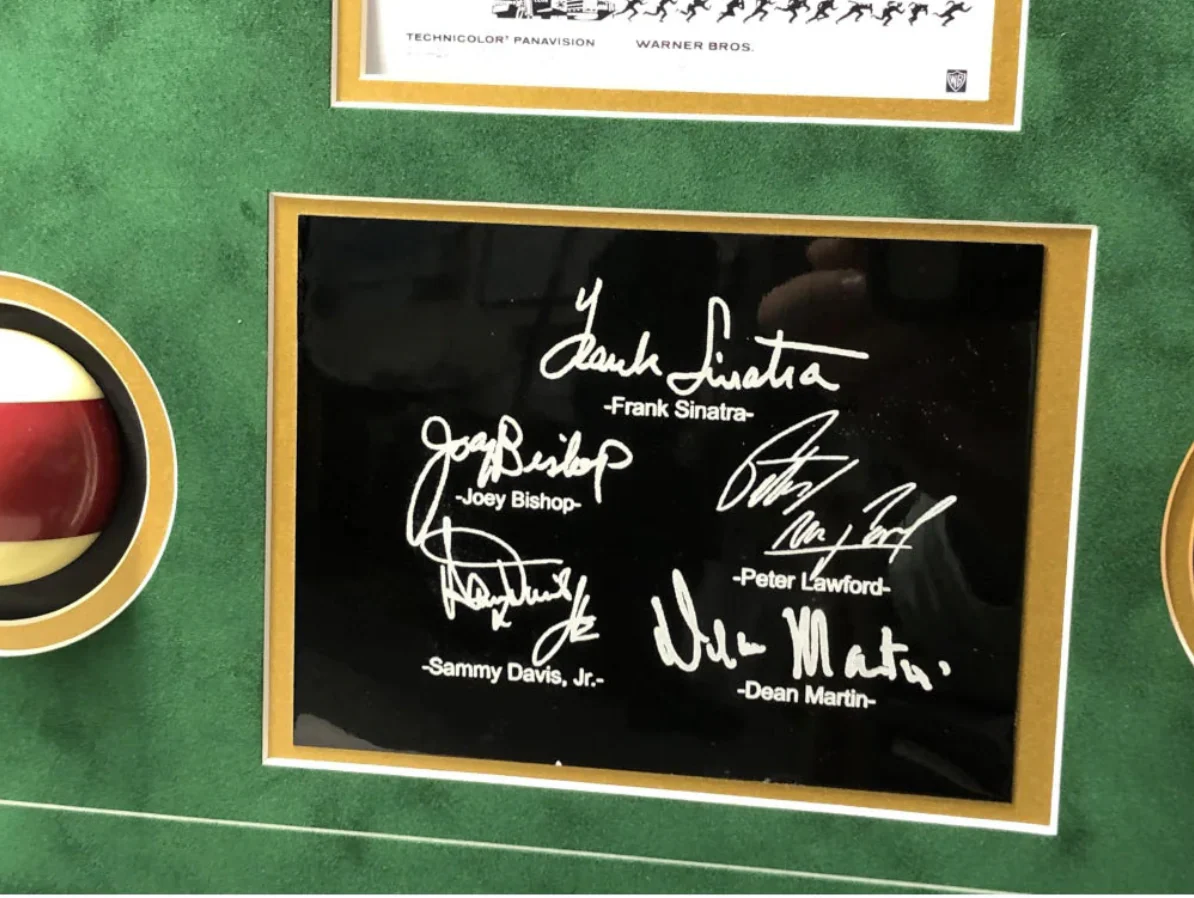 Rat Pack "Oceans 11" Billards Pool Collage W/ Facsimile Autographs - Image 4