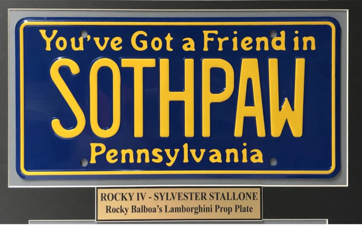 "Rocky IV" Sylvester Stallone Movie Car License Plate Framed Collage - Image 3