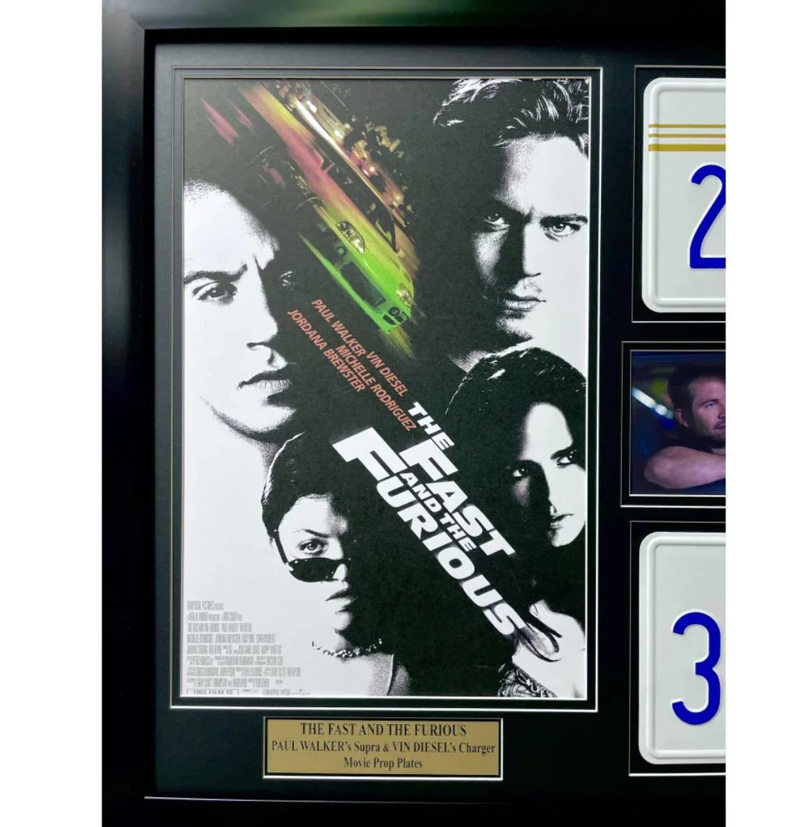 "The Fast & The Furious" Paul Walker & Vin Diesel Double Movie Car License Plate Framed Collage - Image 2