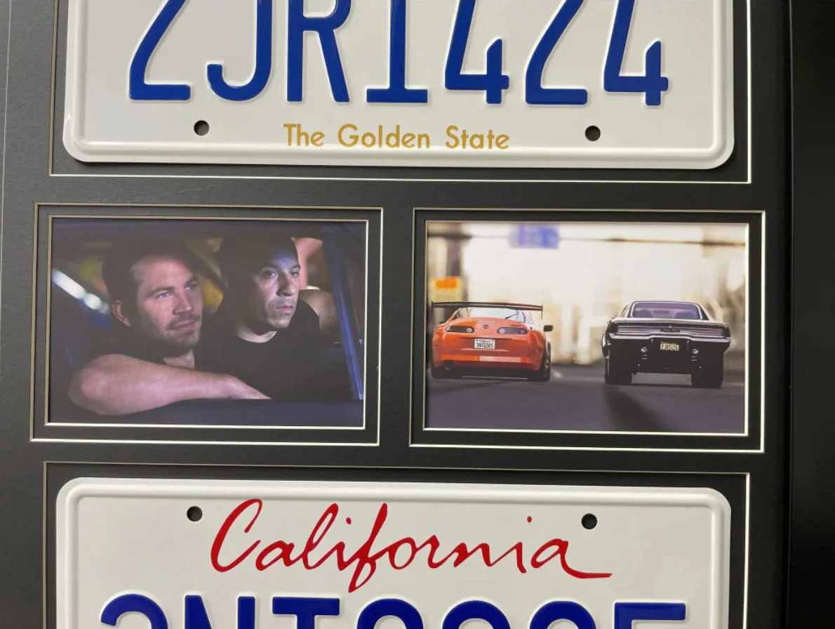 "The Fast & The Furious" Paul Walker & Vin Diesel Double Movie Car License Plate Framed Collage - Image 3