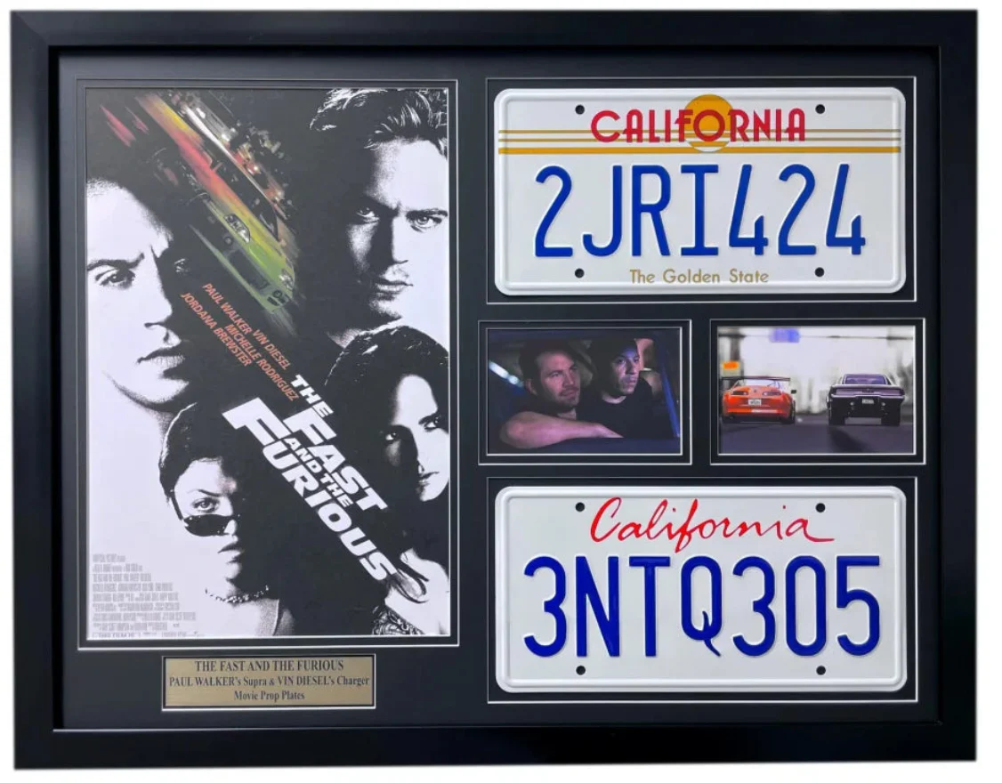 "The Fast & The Furious" Paul Walker & Vin Diesel Double Movie Car License Plate Framed Collage - Image 6