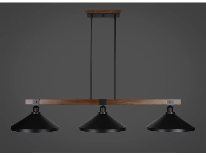 Toltec Lighting Tacoma 3-Light with Matte Black Metal Shades - Image 2