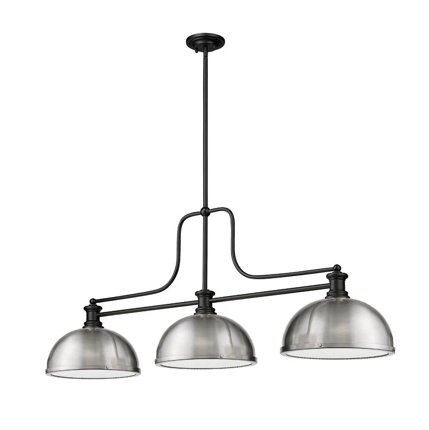 Z-Lite Melange Matte Black with Brushed Nickel Dome Shade - Image 3