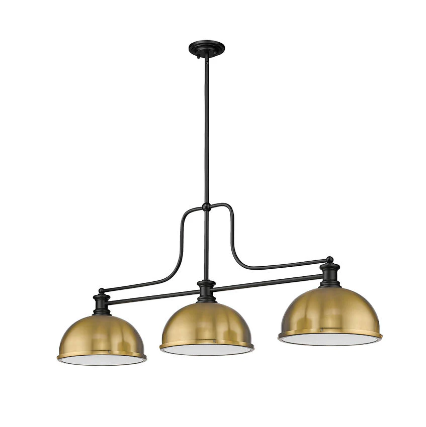 Z-Lite Melange Matte Black with Heritage Brass Dome Shade - Image 4